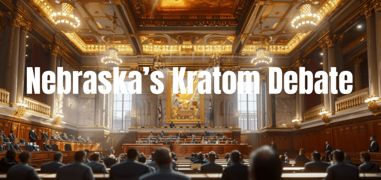 Nebraska's Kratom Debate: Inside a grand legislative chamber with lawmakers gathered to discuss the future of kratom regulation in the state.