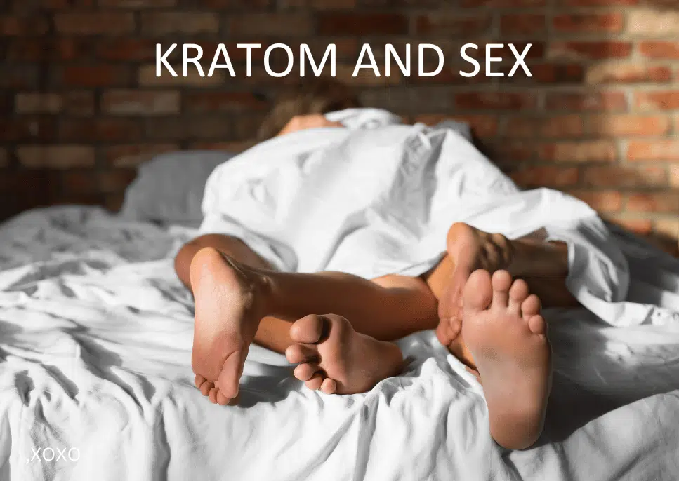 Couple intertwined under white sheets, symbolizing intimacy and connection—used to represent the effects of kratom on sexual wellness and libido in adults.